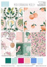 Lot de 5 Fat Quarters de tissu Victoria Louise, motif méditerranéen, 100 % coton, 45 cm x 55 cm de large, pour travaux manuels, couture, patchwork et quilting.